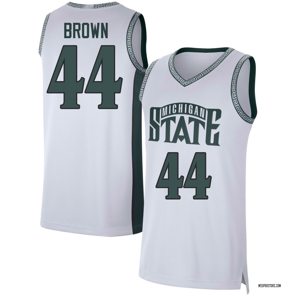 Men's Gabe Brown Michigan State Spartans Replica Retro Basketball Jersey - White