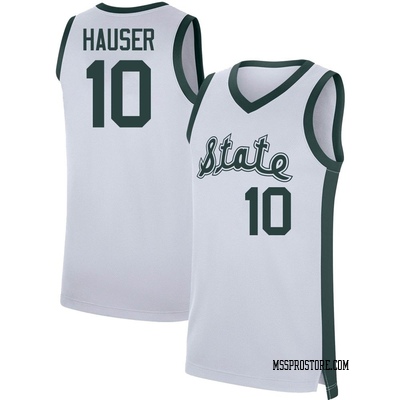 Men's Joey Hauser Michigan State Spartans Replica Retro Performance Basketball Jersey - White