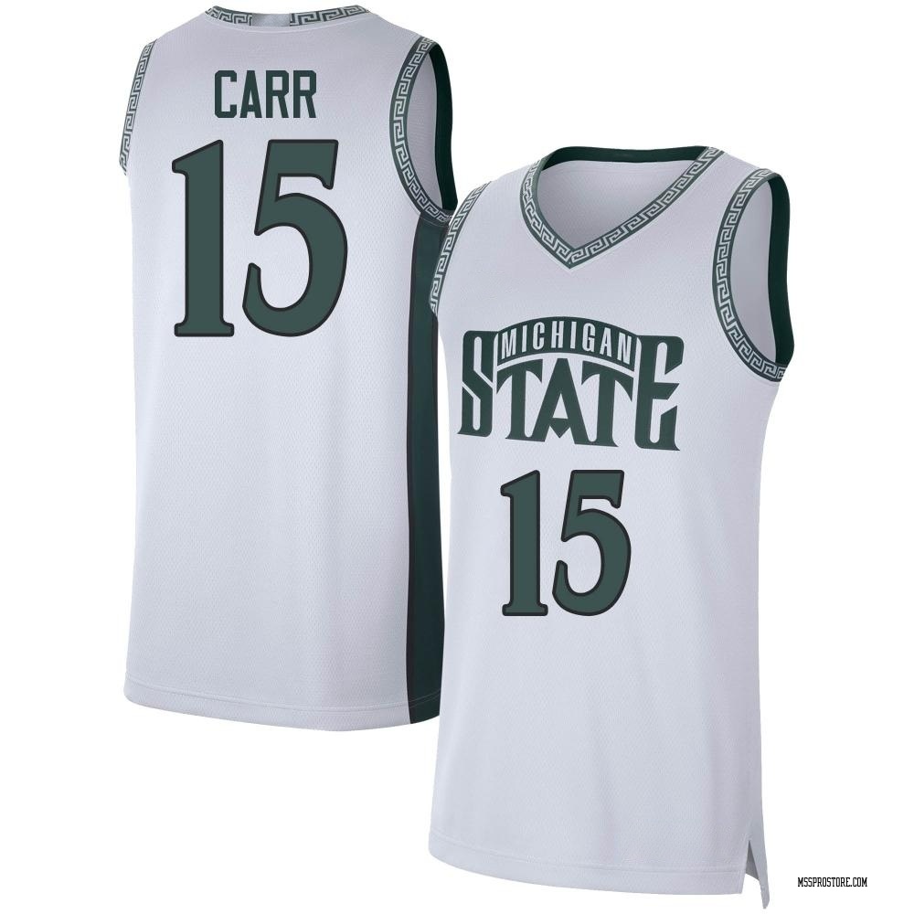 Men's Maliq Carr Michigan State Spartans Replica Retro Basketball Jersey - White