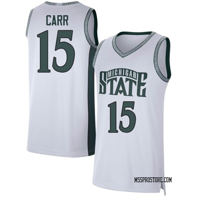 Men's Maliq Carr Michigan State Spartans Replica Retro Basketball Jersey - White