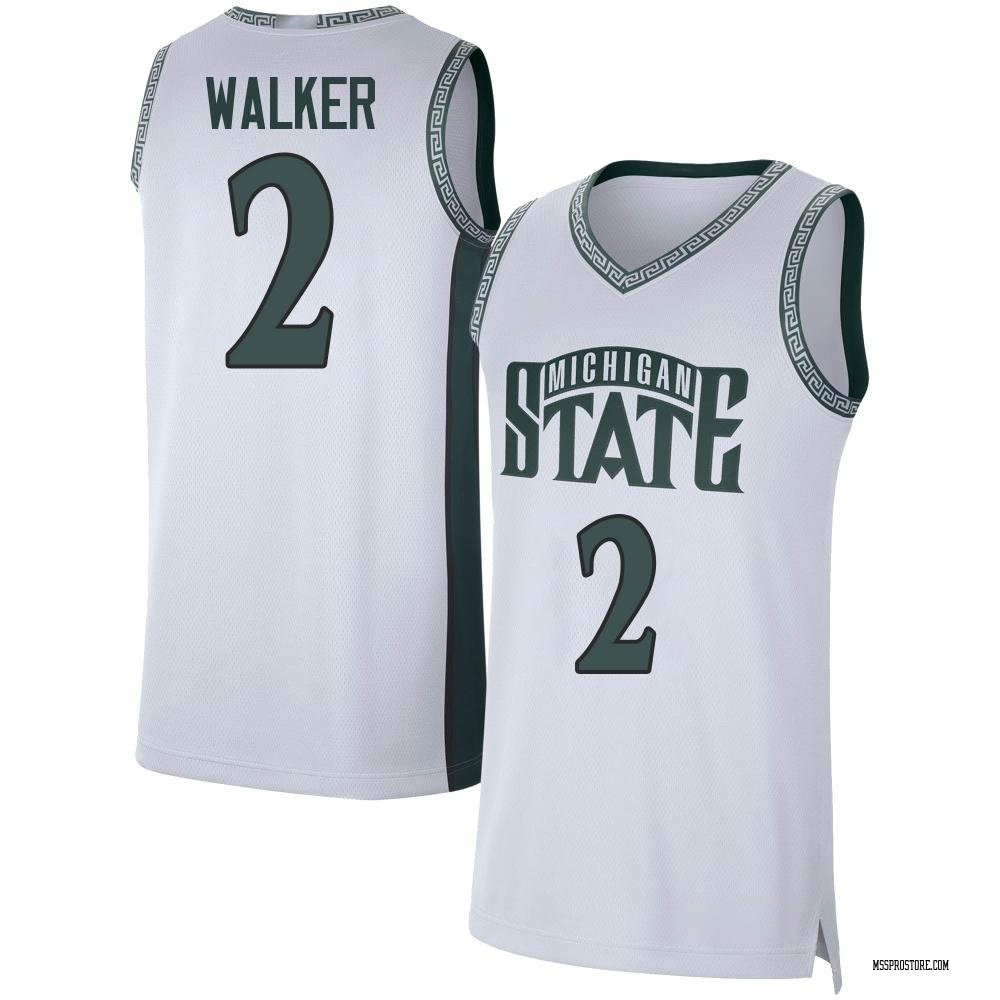 Men's Tyson Walker Michigan State Spartans Replica Retro Basketball Jersey - White