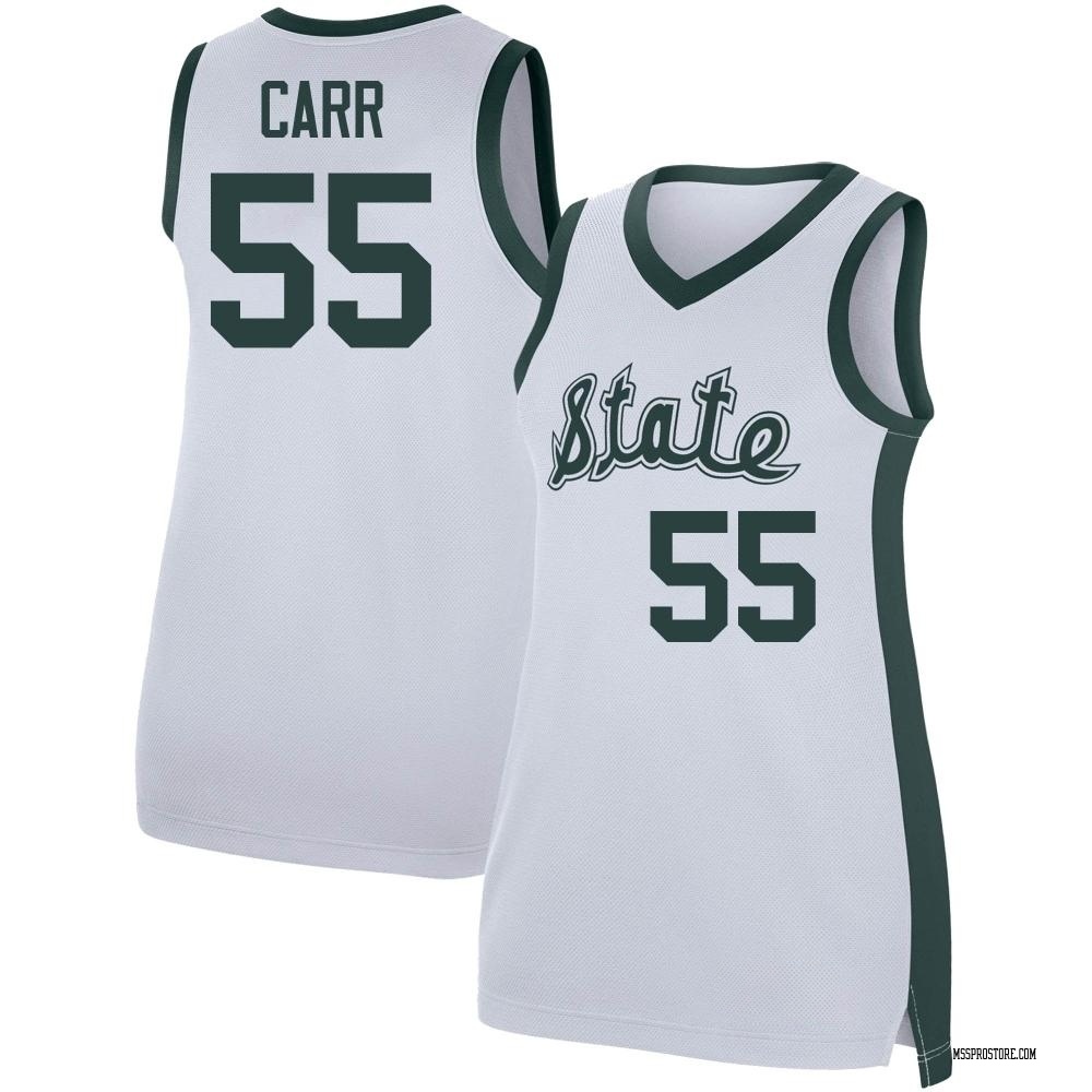 Women's Coen Carr Michigan State Spartans Replica Retro Performance Basketball Jersey - White